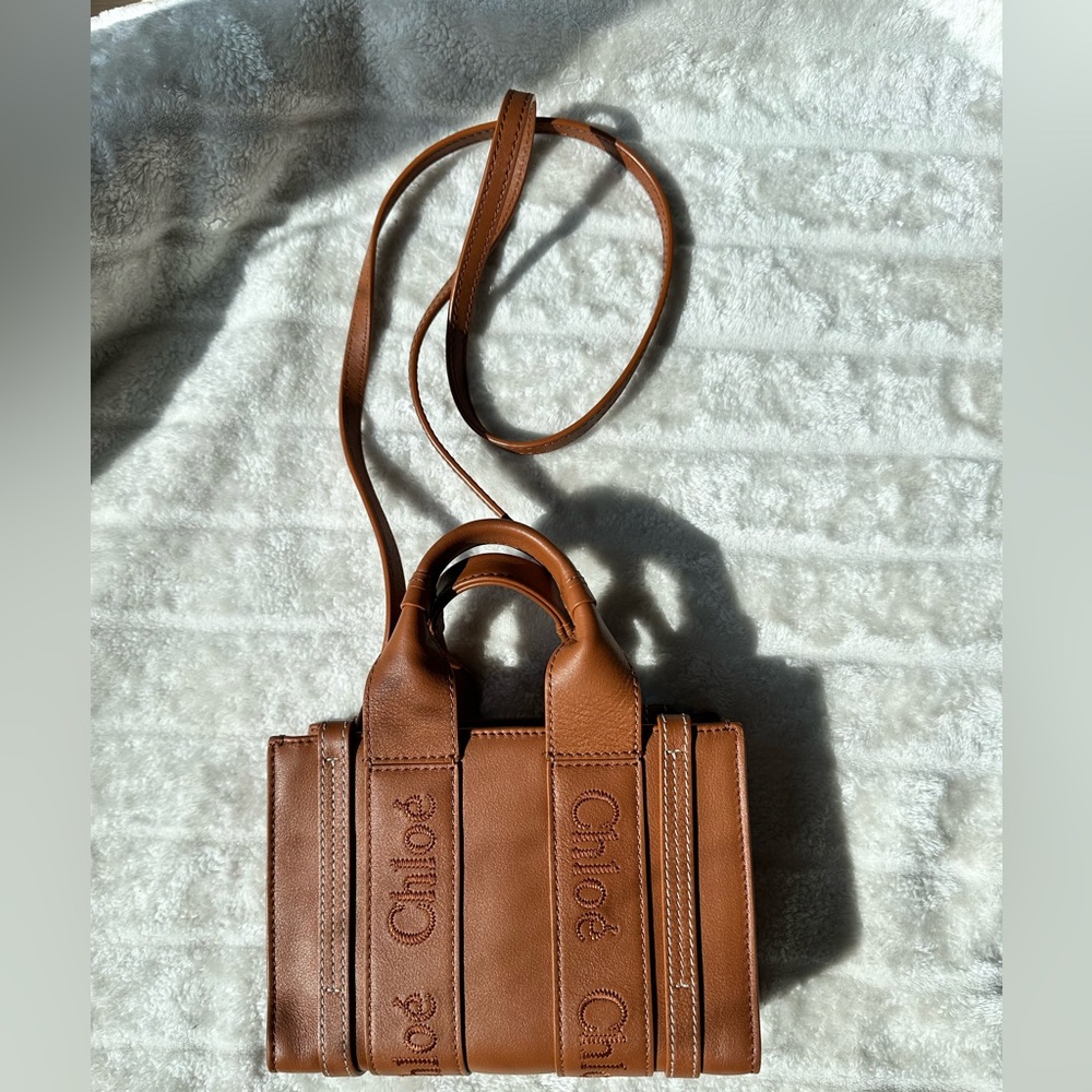 Chloe Mini Woody Tote | Tan | Leather
